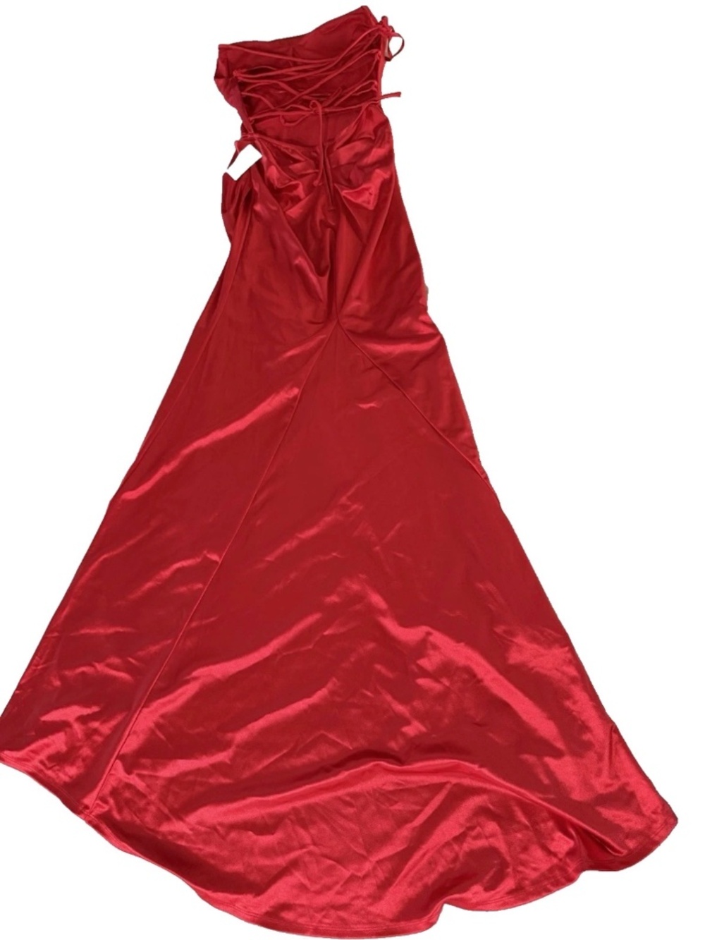 Windsor Velvet Ruched Lace Up Back Maxi Dress Formal Evening Gown Slit Size S